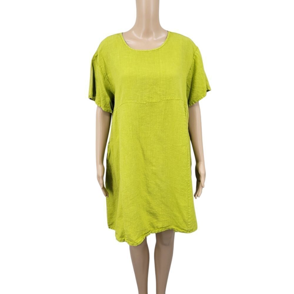 Bryn Walker Linen Green Tunic Dress with Pockets